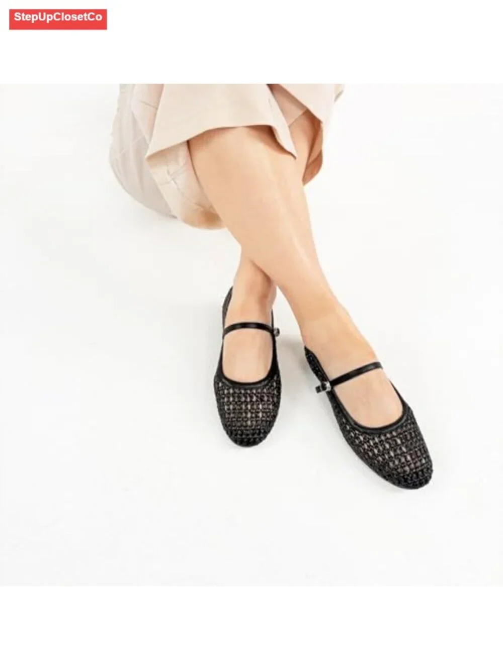 Woven Ballet Flats Mary Jane Shoes for Women Comfortable Dressy Adjustable